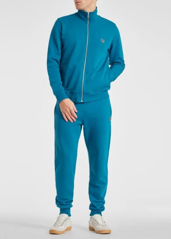 Paul Smith Sweatshirts and Hoodies Zebra Logo Organic Cotton Zip Sweatshirt Teal 8211 Mens