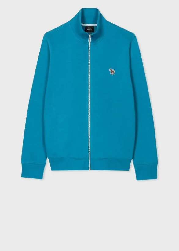 Paul Smith Sweatshirts and Hoodies Zebra Logo Organic Cotton Zip Sweatshirt Teal 8211 Mens
