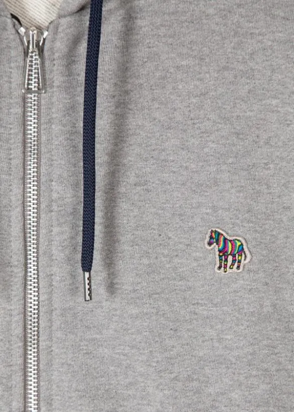 Paul Smith Sweatshirts and Hoodies ZipFront Zebra Logo Hoodie Grey Marl 8211 Mens