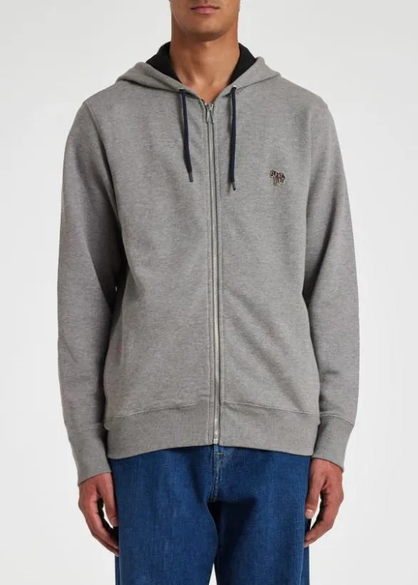 Paul Smith Sweatshirts and Hoodies ZipFront Zebra Logo Hoodie Grey Marl 8211 Mens