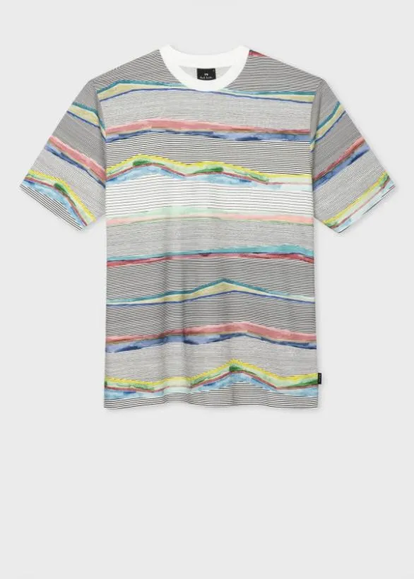 Paul Smith TShirts 039Plains039 Stripe Print TShirt White 8211 Mens