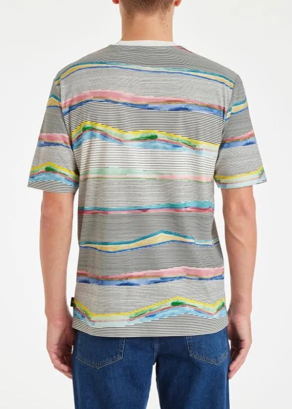 Paul Smith TShirts 039Plains039 Stripe Print TShirt White 8211 Mens