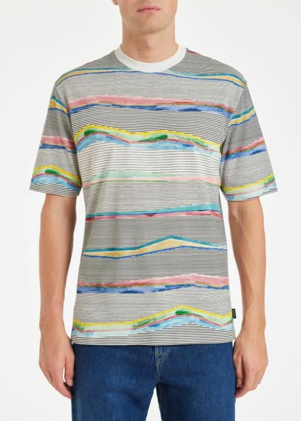 Paul Smith TShirts 039Plains039 Stripe Print TShirt White 8211 Mens