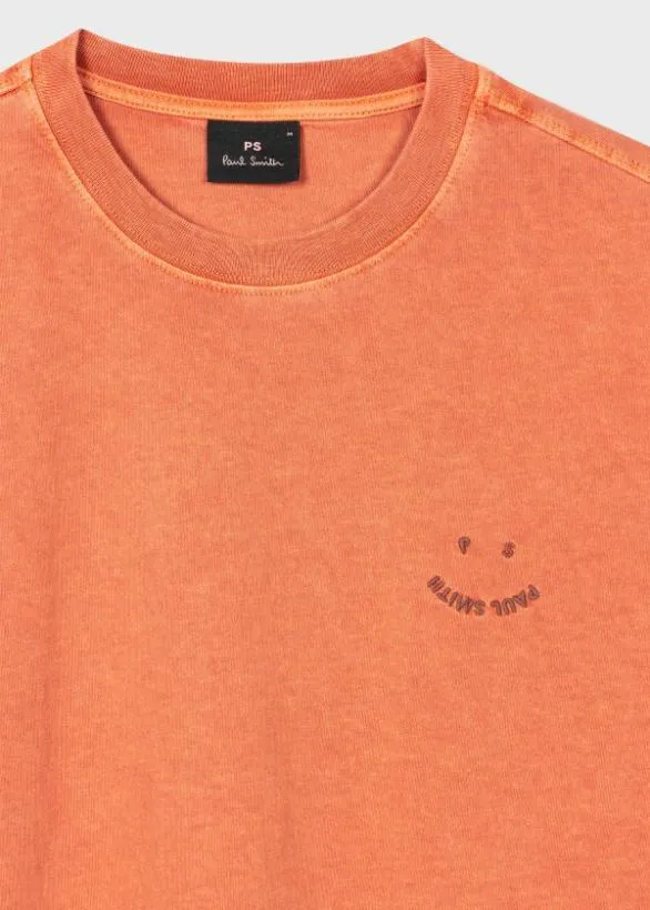 Paul Smith TShirts Cotton 039Happy039 TShirt Orange 8211 Mens