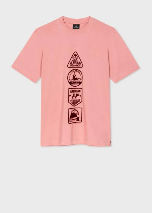 Paul Smith TShirts Flocked 039Climbing039 Print TShirt Pink 8211 Mens