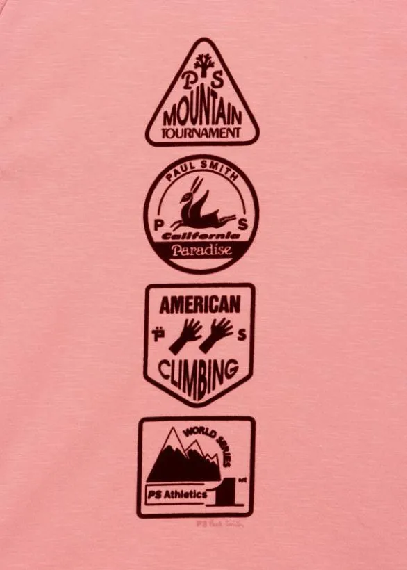 Paul Smith TShirts Flocked 039Climbing039 Print TShirt Pink 8211 Mens