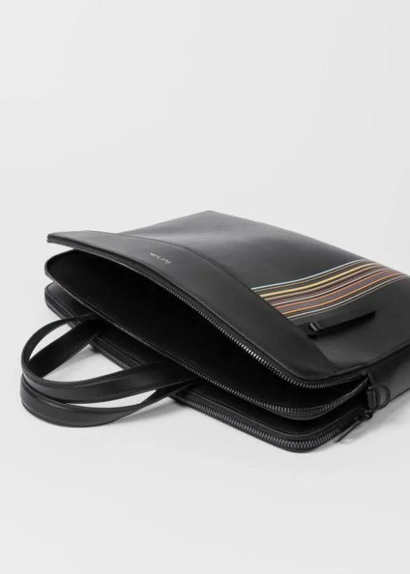 Paul Smith Tailoring 039Signature Stripe039 Double Zip Folio Black 8211 Mens