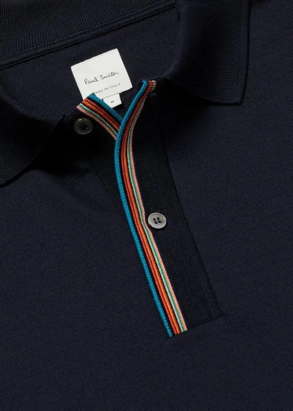 Paul Smith Tailoring 039Signature Stripe039 Trim Polo Shirt Dark Navy 8211 Mens