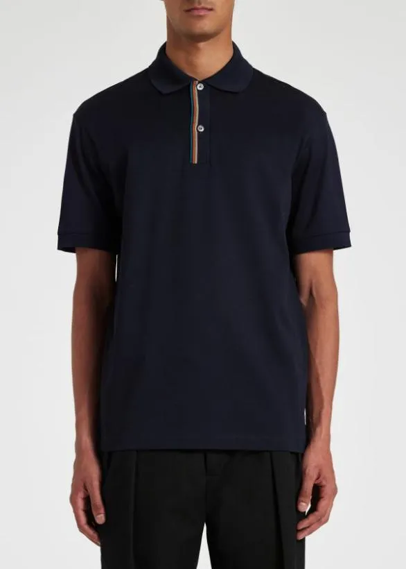 Paul Smith Tailoring 039Signature Stripe039 Trim Polo Shirt Dark Navy 8211 Mens