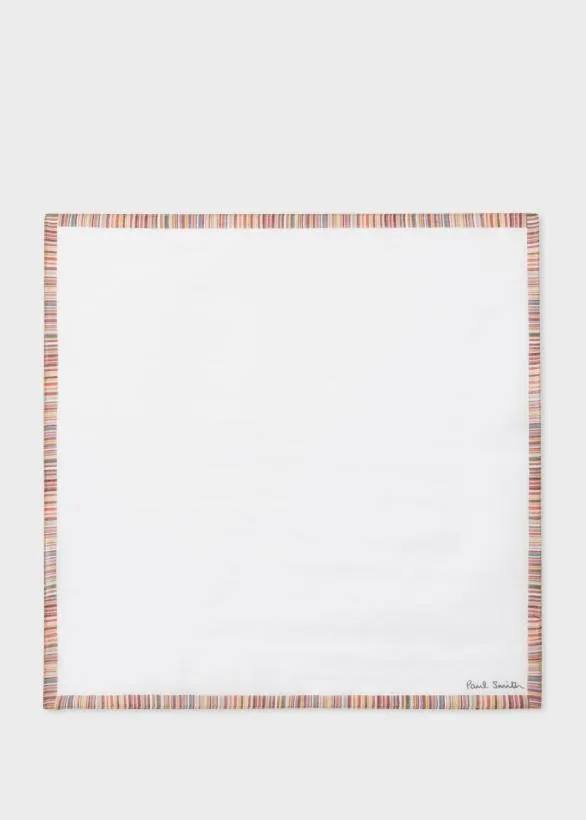 Paul Smith Tailoring Cotton 039Signature Stripe039 Border Pocket Square White 8211 Mens Paul Smith Tailoring Cotton 039Signature Stripe039 Border Pocket Square White 8211 Mens