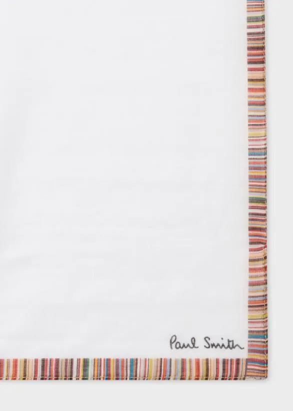 Paul Smith Tailoring Cotton 039Signature Stripe039 Border Pocket Square White 8211 Mens