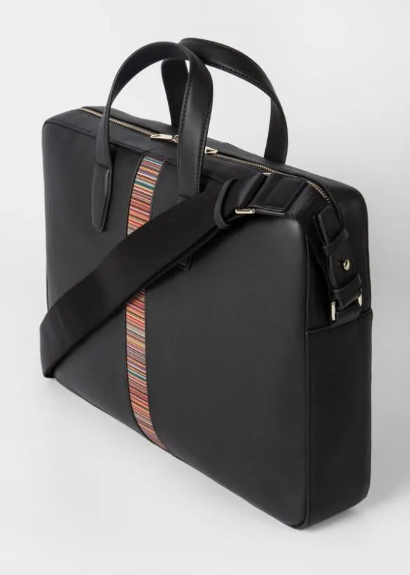 Paul Smith Tailoring Leather 039Signature Stripe039 Business Folio Black 8211 Mens