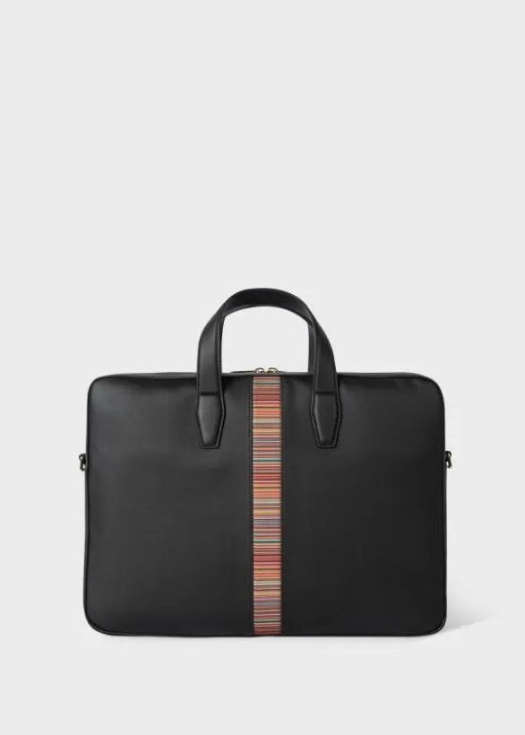 Paul Smith Tailoring Leather 039Signature Stripe039 Business Folio Black 8211 Mens