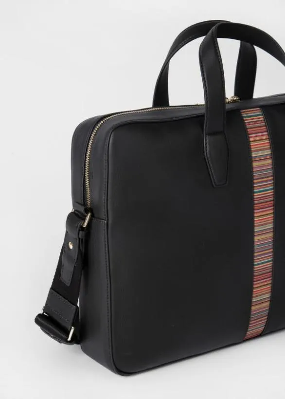 Paul Smith Tailoring Leather 039Signature Stripe039 Business Folio Black 8211 Mens