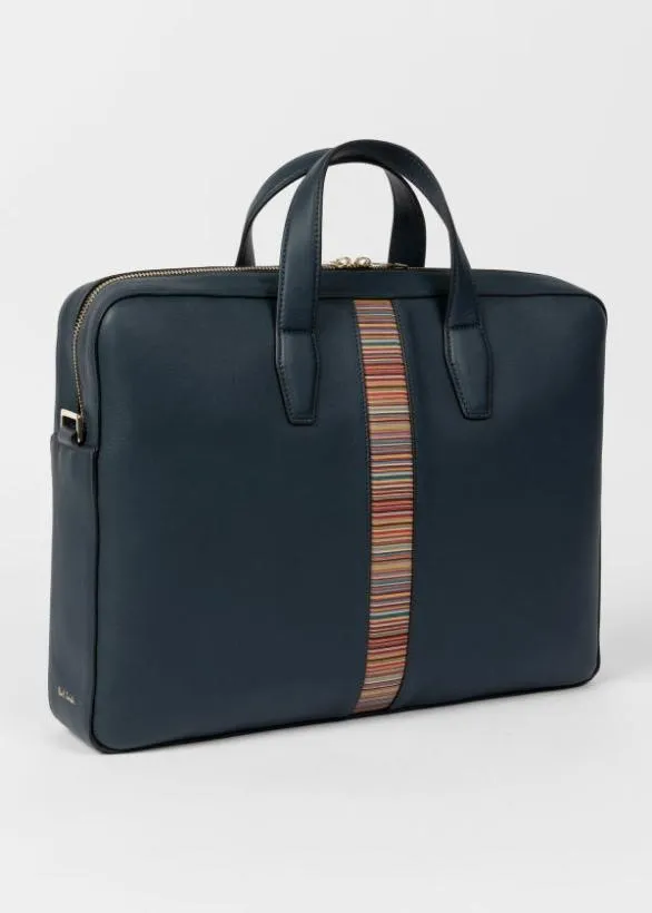 Paul Smith Tailoring Leather 039Signature Stripe039 Business Folio Blue 8211 Mens