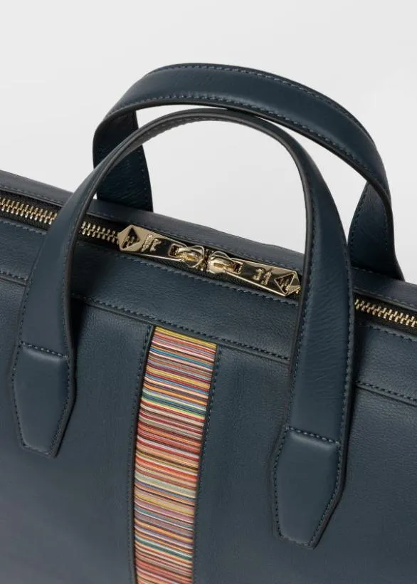 Paul Smith Tailoring Leather 039Signature Stripe039 Business Folio Blue 8211 Mens