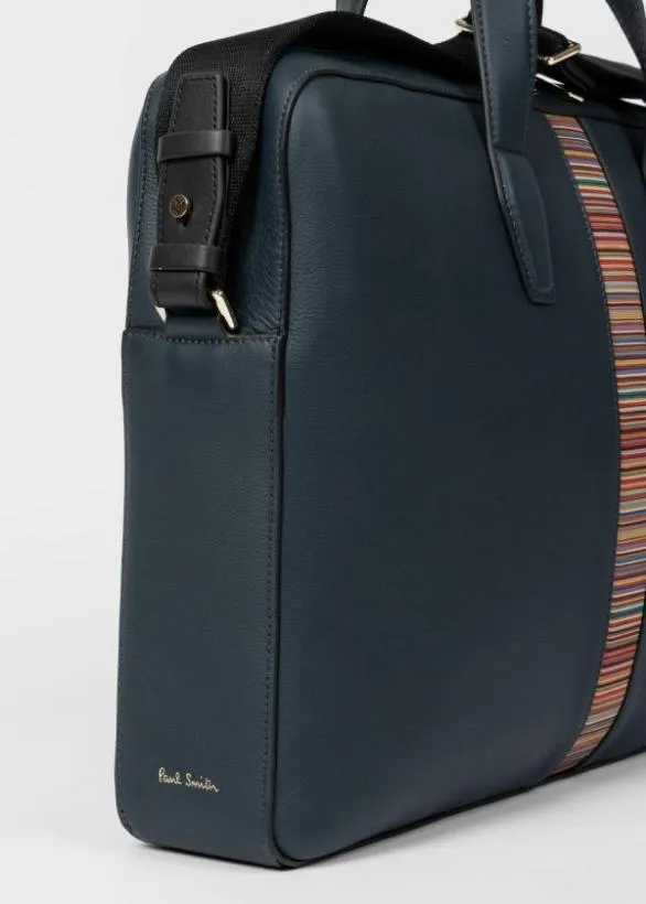 Paul Smith Tailoring Leather 039Signature Stripe039 Business Folio Blue 8211 Mens