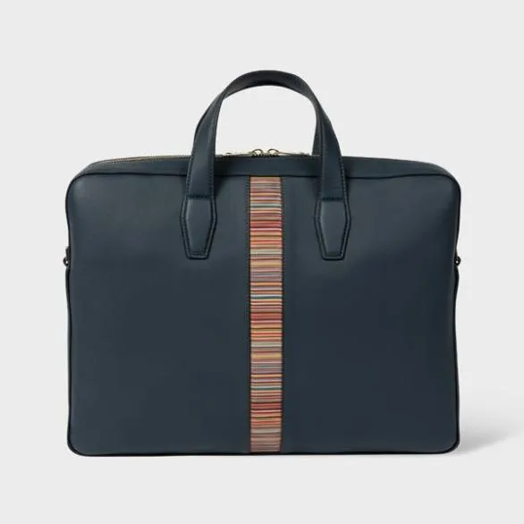 Paul Smith Tailoring Leather 039Signature Stripe039 Business Folio Blue 8211 Mens