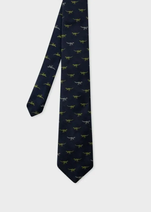 Paul Smith Ties 039Dinosaur039 Silk Tie Navy 8211 Mens