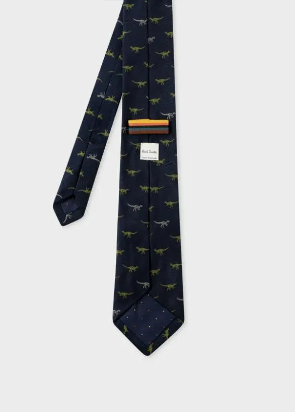 Paul Smith Ties 039Dinosaur039 Silk Tie Navy 8211 Mens