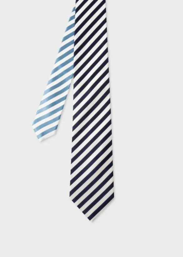 Paul Smith Ties Duo Stripe Silk Tie Black 8211 Mens