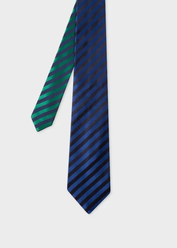 Paul Smith Ties Duo Stripe Silk Tie Blue 8211 Mens
