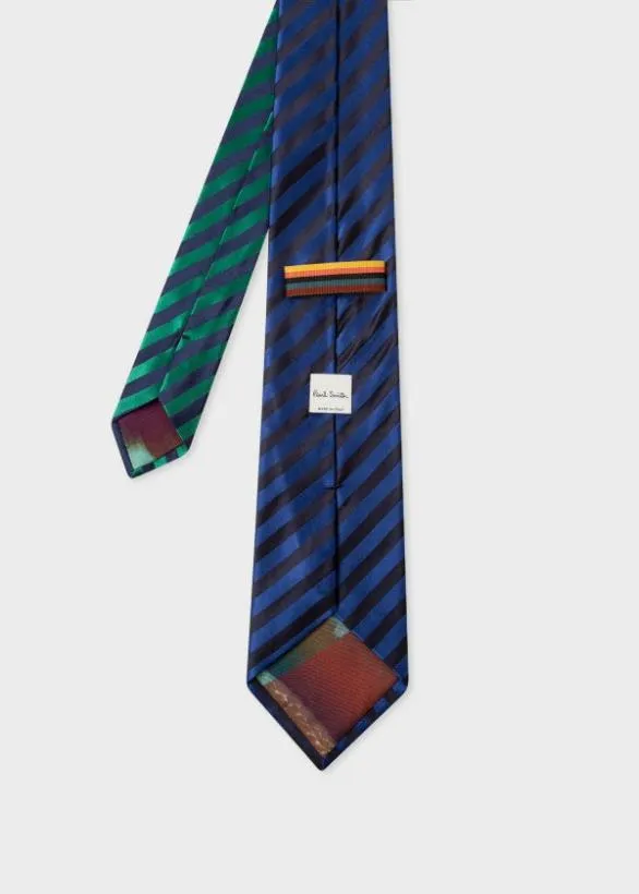 Paul Smith Ties Duo Stripe Silk Tie Blue 8211 Mens