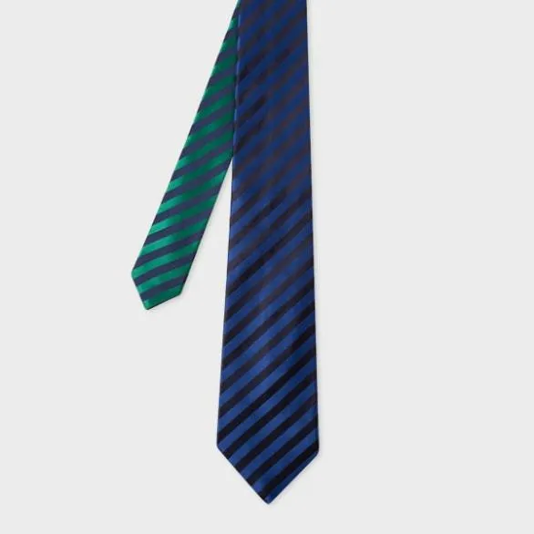 Paul Smith Ties Duo Stripe Silk Tie Blue 8211 Mens