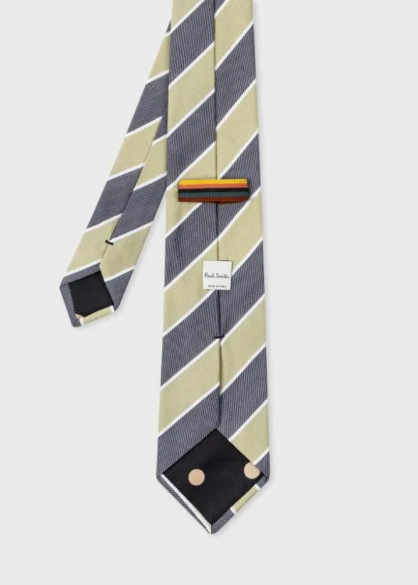 Paul Smith Ties Sage Green Block Stripe Tie Green 8211 Mens