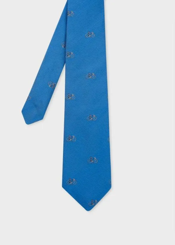 Paul Smith Ties Silk 039Bicycles039 Tie Blue 8211 Mens