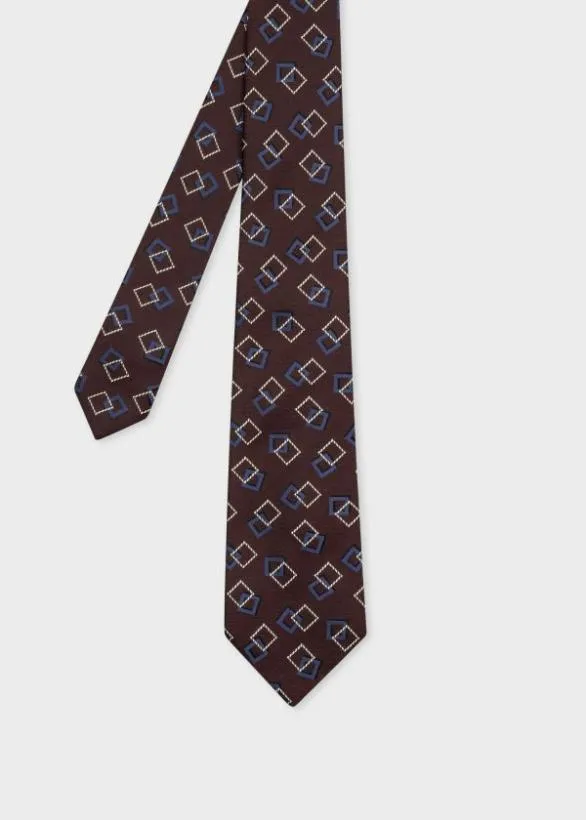 Paul Smith Ties Silk 039Retro Square039 Tie Burgundy 8211 Mens