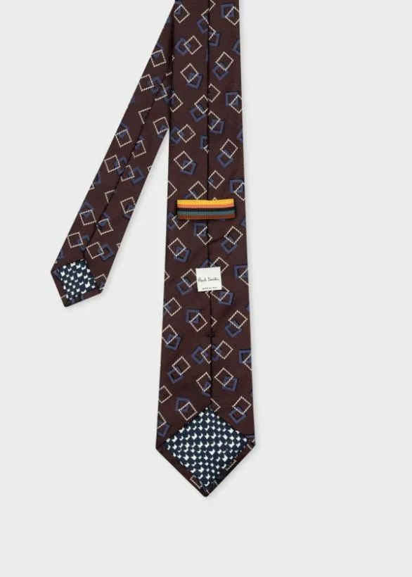 Paul Smith Ties Silk 039Retro Square039 Tie Burgundy 8211 Mens