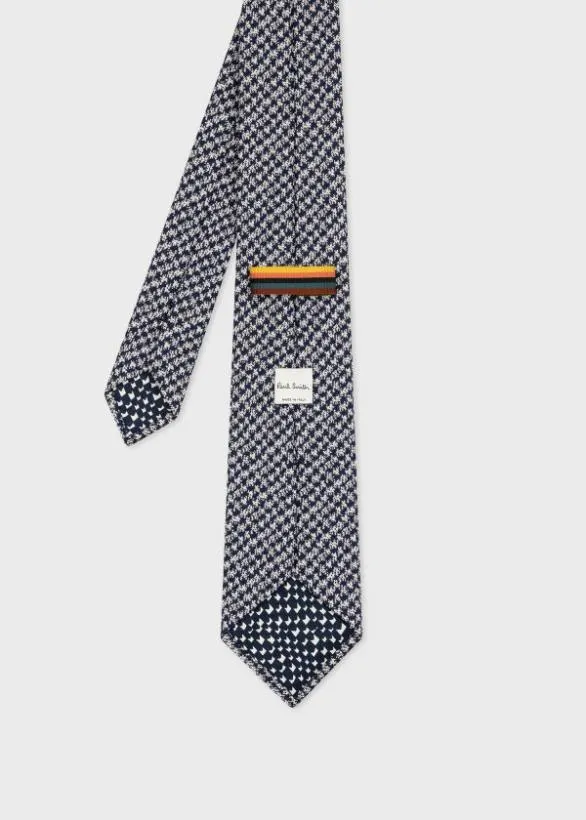 Paul Smith Ties SilkWool Check Tie Navy 8211 Mens