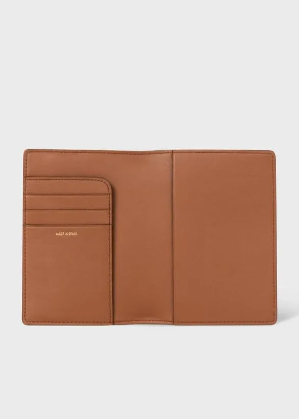 Paul Smith Wallets Woven Front Calf Leather Passport Cover Wallet Brown 8211 Mens
