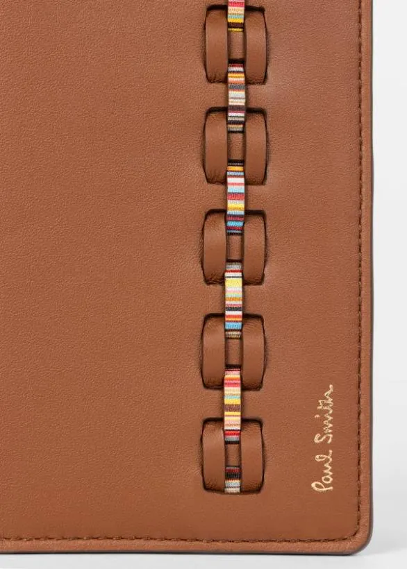 Paul Smith Wallets Woven Front Calf Leather Passport Cover Wallet Brown 8211 Mens