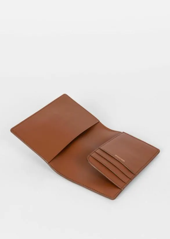 Paul Smith Wallets Woven Front Calf Leather Passport Cover Wallet Brown 8211 Mens