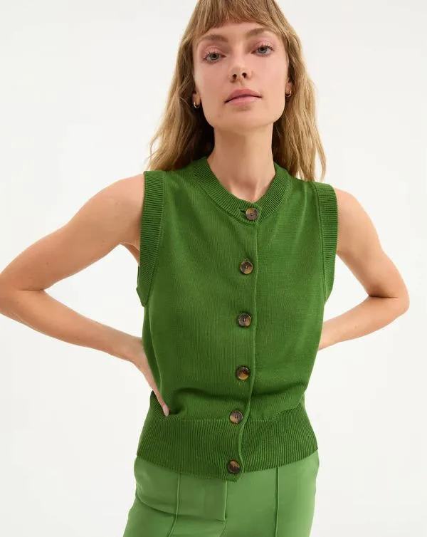 Percy Sweater Vest Lemongrass Women Veronica Beard Tops