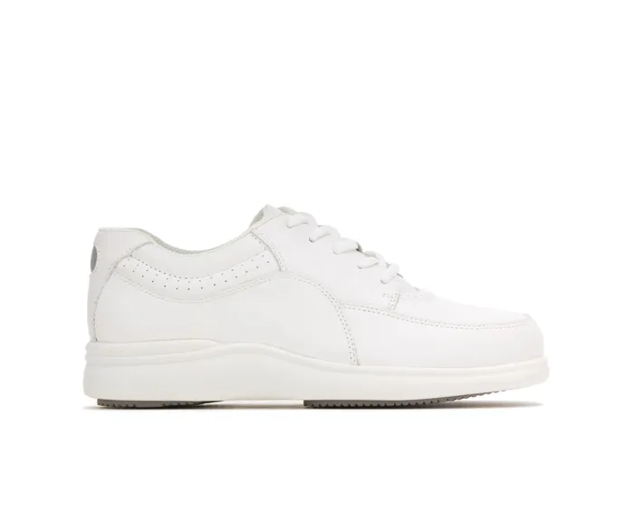 Power Walker White Leather Walking Shoes Hush Puppies Women