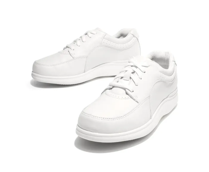 Power Walker White Leather Walking Shoes Hush Puppies Women