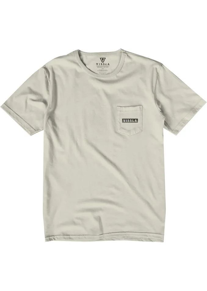 Premium Tees Vissla Men Blockhead Organic Tee Bone Premium Tees Vissla Men Blockhead Organic Tee Bone