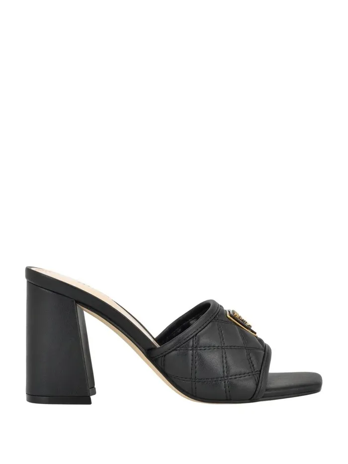 Quilted Block Metallic Heels Black 001 Sandals GUESS Women Quilted Block Metallic Heels Black 001 Sandals GUESS Women