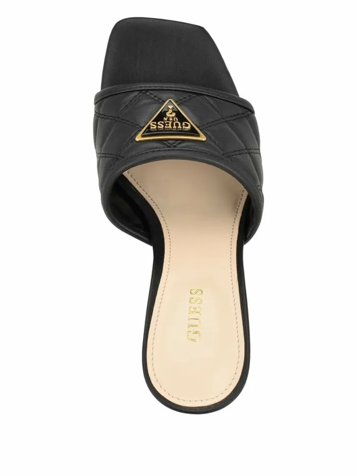 Quilted Block Metallic Heels Black 001 Sandals GUESS Women Quilted Block Metallic Heels Black 001 Sandals GUESS Women