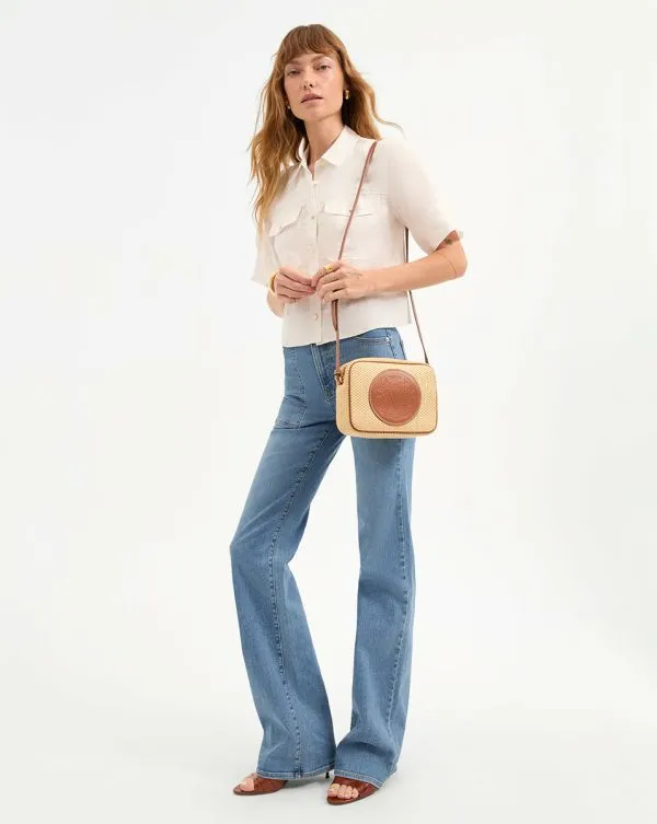 Raffia Click Crossbody Beigeandhazelwood Women Veronica Beard Handbags Raffia Click Crossbody Beigeandhazelwood Women Veronica Beard Handbags