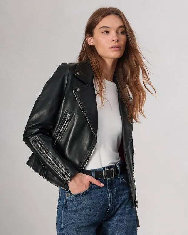 rag and bone Mack Leather Jacket Black Women Jackets and Coats