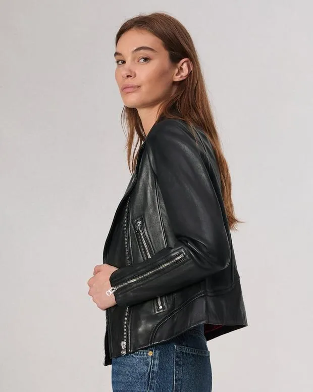 rag and bone Mack Leather Jacket Black Women Jackets and Coats