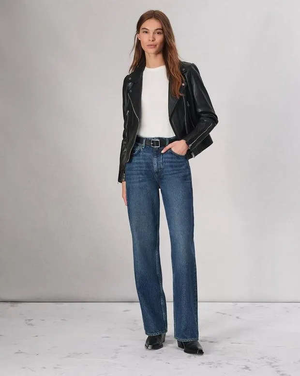 rag and bone Mack Leather Jacket Black Women Jackets and Coats