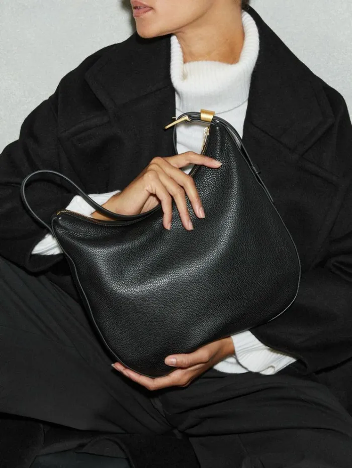 REISS Bags and Purses Women Leather And Suede Shoulder Bag Black