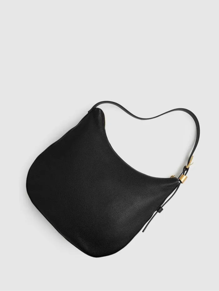 REISS Bags and Purses Women Leather And Suede Shoulder Bag Black