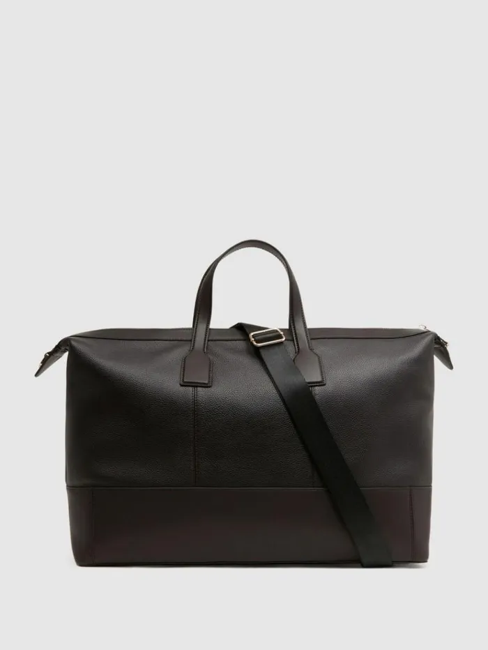 REISS Bags Men Leather Holdall Chocolate