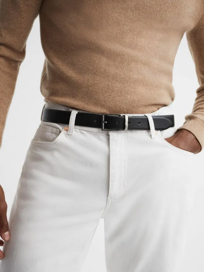 REISS Belts Men Reversible Leather Belt Blackdark Brown